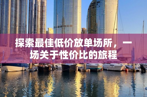 探索最佳低价放单场所，一场关于性价比的旅程