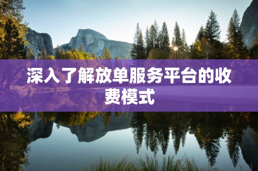 深入了解放单服务平台的收费模式