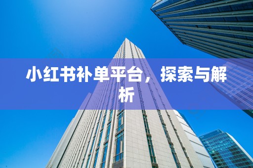 小红书补单平台，探索与解析