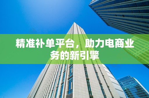 精准补单平台，助力电商业务的新引擎