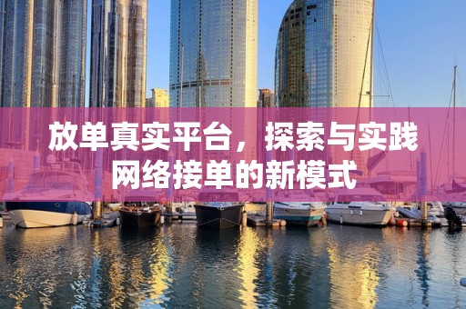 放单真实平台，探索与实践网络接单的新模式