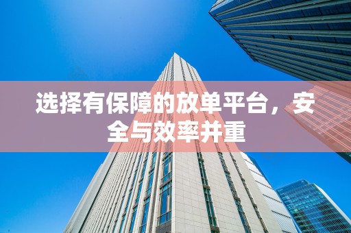 选择有保障的放单平台，安全与效率并重