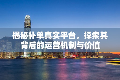 揭秘补单真实平台，探索其背后的运营机制与价值