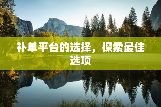 补单平台的选择，探索最佳选项