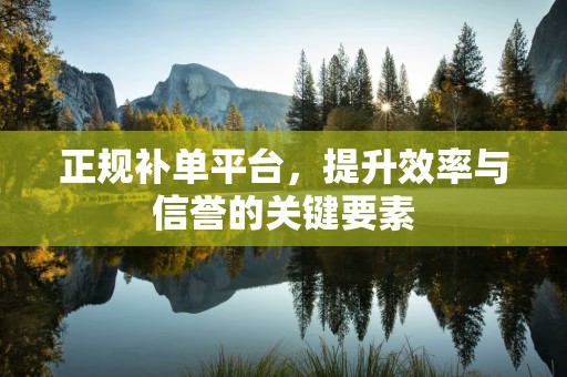正规补单平台，提升效率与信誉的关键要素