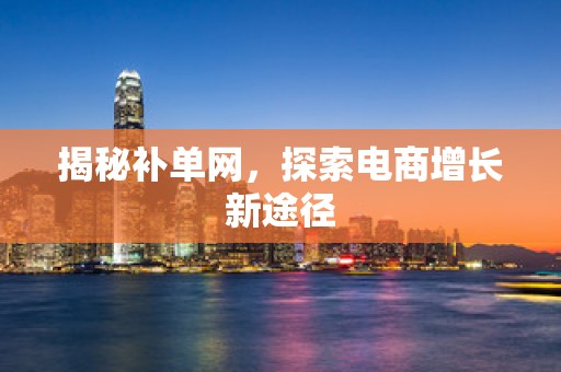 揭秘补单网，探索电商增长新途径