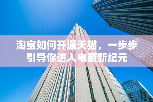 淘宝如何开通天猫，一步步引导你进入电商新纪元