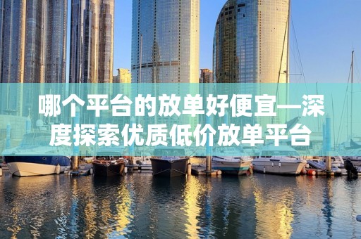 哪个平台的放单好便宜—深度探索优质低价放单平台