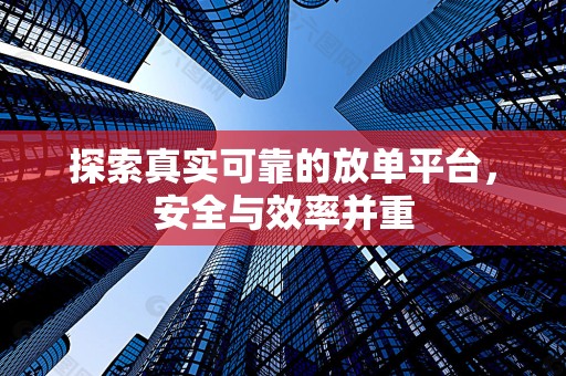 探索真实可靠的放单平台，安全与效率并重