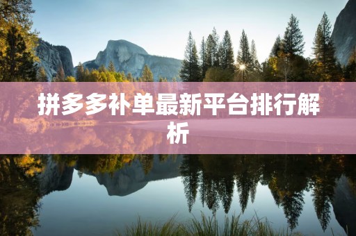 拼多多补单最新平台排行解析