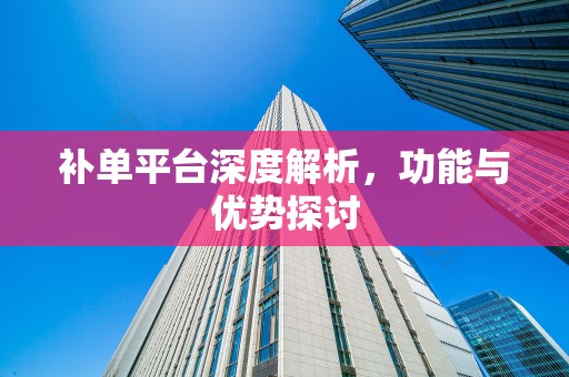 补单平台深度解析，功能与优势探讨