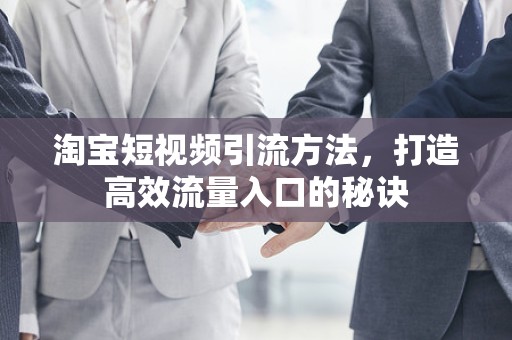 淘宝短视频引流方法，打造高效流量入口的秘诀