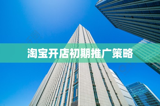 淘宝开店初期推广策略