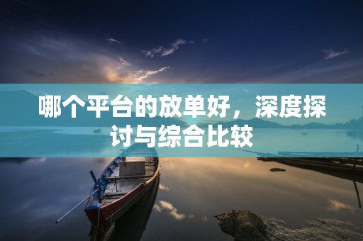 哪个平台的放单好，深度探讨与综合比较