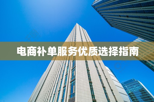 电商补单服务优质选择指南
