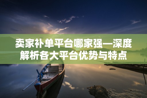 卖家补单平台哪家强—深度解析各大平台优势与特点