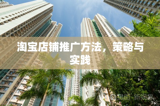 淘宝店铺推广方法，策略与实践