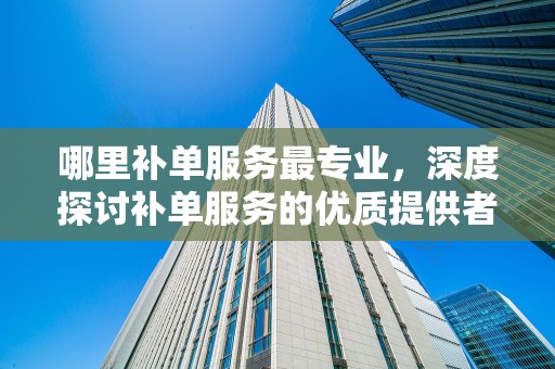 哪里补单服务最专业，深度探讨补单服务的优质提供者