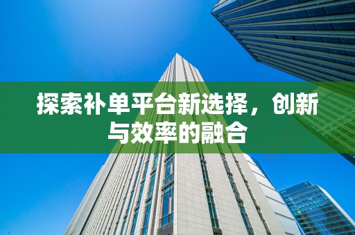 探索补单平台新选择，创新与效率的融合