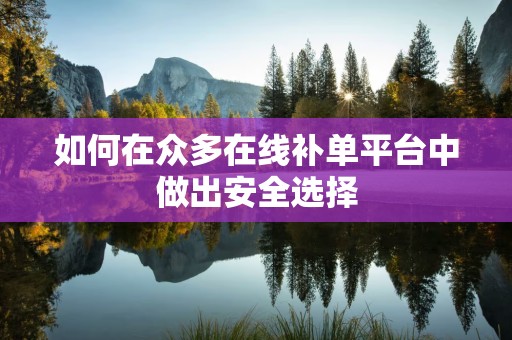 如何在众多在线补单平台中做出安全选择