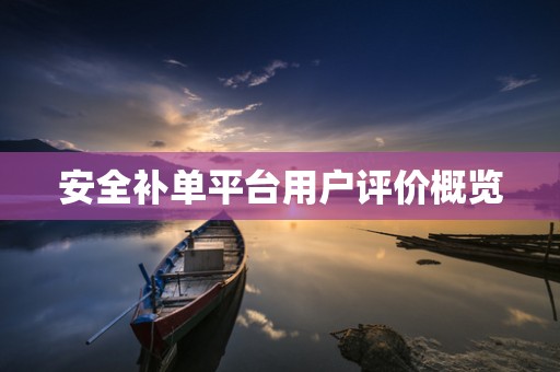 安全补单平台用户评价概览