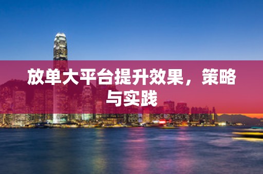 放单大平台提升效果，策略与实践