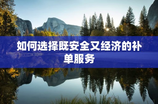 如何选择既安全又经济的补单服务