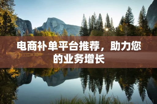 电商补单平台推荐，助力您的业务增长