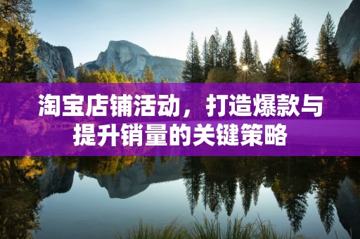 淘宝店铺活动，打造爆款与提升销量的关键策略