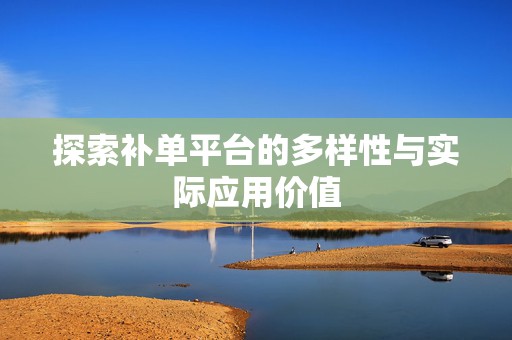探索补单平台的多样性与实际应用价值