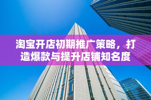 淘宝开店初期推广策略，打造爆款与提升店铺知名度