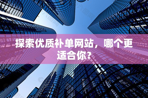 探索优质补单网站，哪个更适合你？