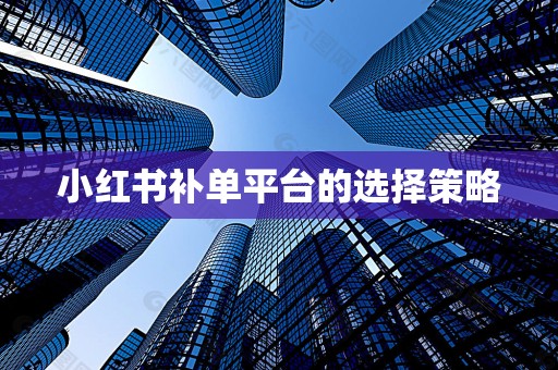 小红书补单平台的选择策略