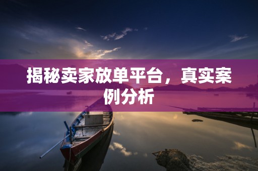 揭秘卖家放单平台，真实案例分析
