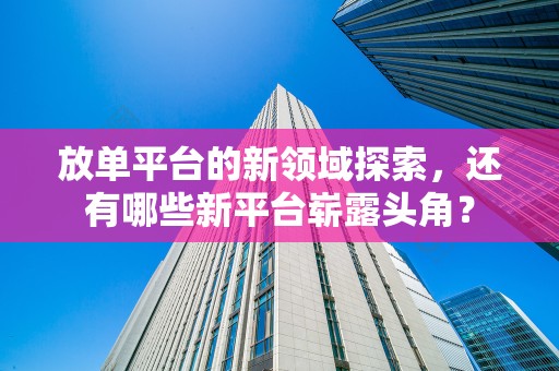 放单平台的新领域探索，还有哪些新平台崭露头角？