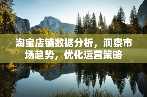 淘宝店铺数据分析，洞察市场趋势，优化运营策略