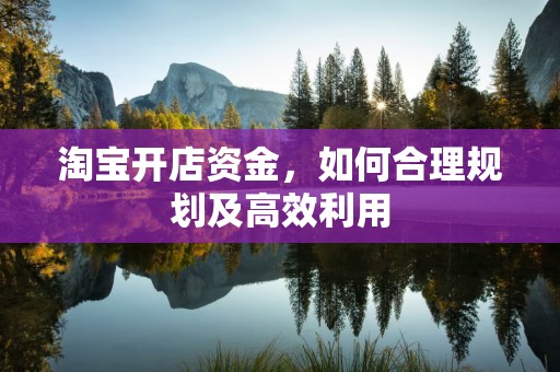 淘宝开店资金，如何合理规划及高效利用