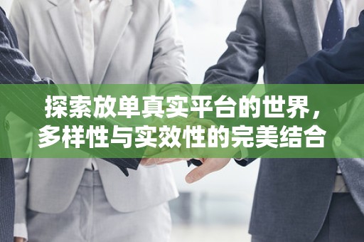 探索放单真实平台的世界，多样性与实效性的完美结合
