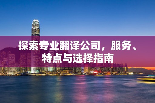 探索专业翻译公司，服务、特点与选择指南