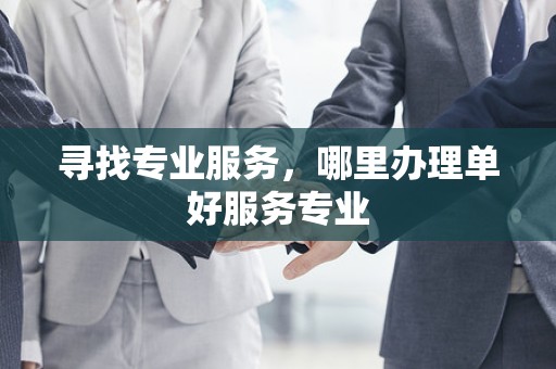 寻找专业服务，哪里办理单好服务专业