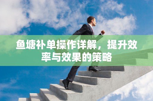 鱼塘补单操作详解，提升效率与效果的策略