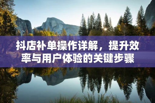抖店补单操作详解，提升效率与用户体验的关键步骤