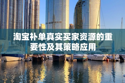 淘宝补单真实买家资源的重要性及其策略应用