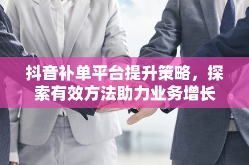 抖音补单平台提升策略，探索有效方法助力业务增长