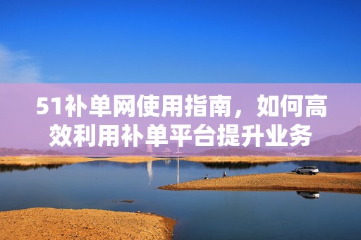 51补单网使用指南，如何高效利用补单平台提升业务