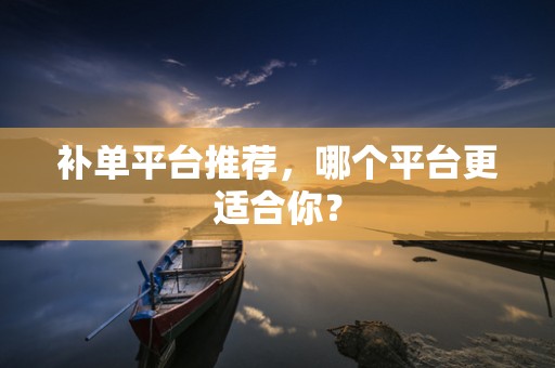 补单平台推荐，哪个平台更适合你？