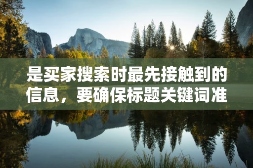 是买家搜索时最先接触到的信息，要确保标题关键词准确、全面，并且突出商品特点