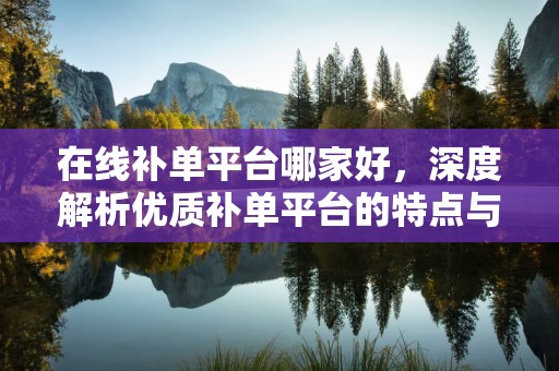 在线补单平台哪家好，深度解析优质补单平台的特点与优势