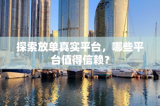 探索放单真实平台，哪些平台值得信赖？