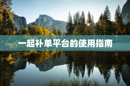 一起补单平台的使用指南